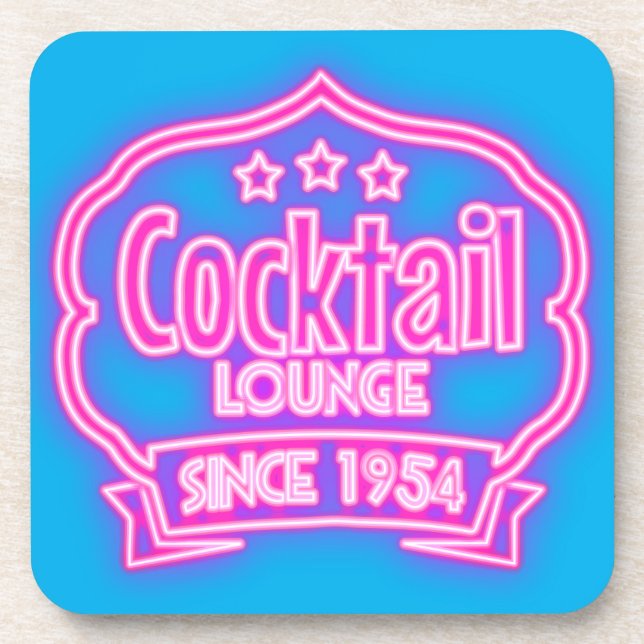 Porta-copo Lounge coquetel retro vintage néon sinal licor bar (Frente)