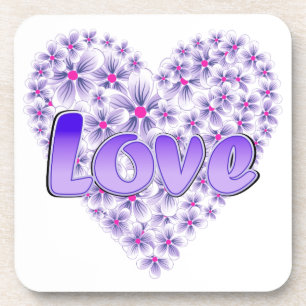 Porta-copo Love Daisy Heart Purple