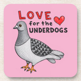 Porta-copo Love for the Underdogs – Rosa Untersetzer Taube