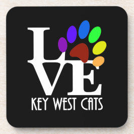 Porta-copo LOVE Key West Cats (texto branco)