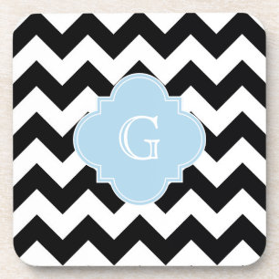 Porta-copo Lt branco preto Azul Quatrefoil Monograma de