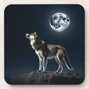 Porta-copo Lua cheia brilhando no lobo
