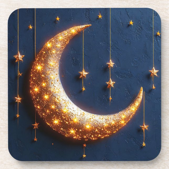 Porta-copo Lua crescente belamente iluminada (Frente)