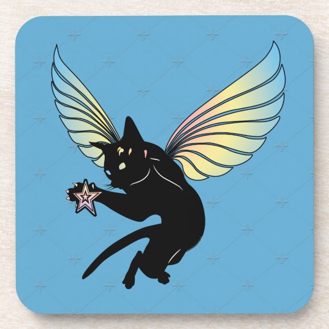 Porta-copo Lua de Gato Cósmico e estrelas (Frente)
