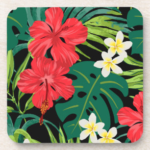 Porta-copo Luna Hibiscus Garden Havaiana - Vermelho e Negro