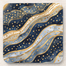 Porta-copo Luxo, Moderno, Padrão Azul Dourado