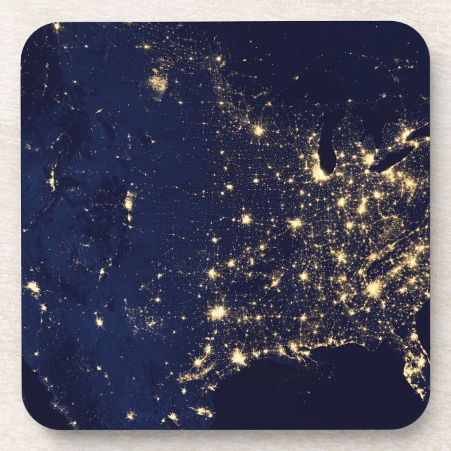 Porta-copo Luzes Da Cidade Dos Estados Unidos À Noite. (Frente)