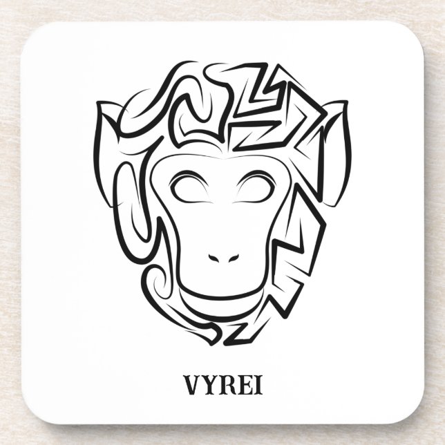 Porta-copo Macaco preto e branco tribal (Frente)