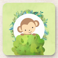 Macaco Safari Cute com Folhas Tropicais
