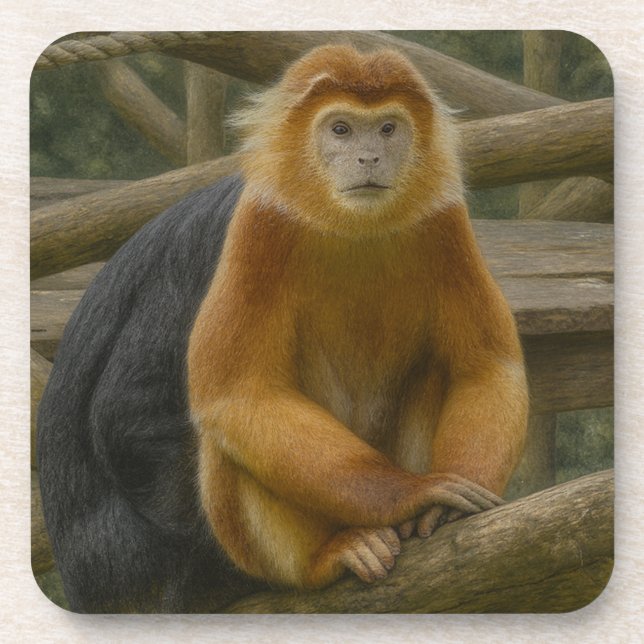 Porta-copo Macaco Snub-Nosed no Refúgio em Woodland (Frente)