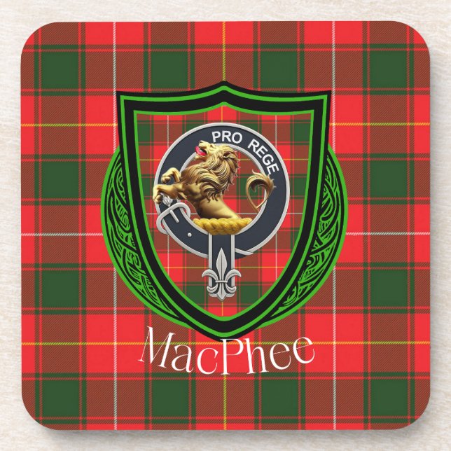 Porta-copo MacPhee Scottish Clan Tartan & Crest (Frente)