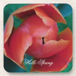 Porta-copo Macro Red Tulip Flower Photography Plastic Coaster