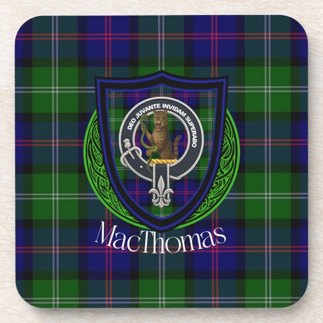 Porta-copo MacThomas Scottish Clan Tartan & Crest (Frente)