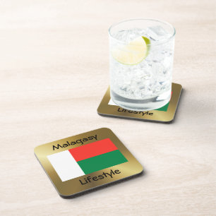 Porta-copo Madagascar Flag+Text Coaster