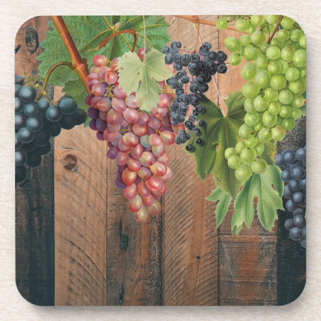 Porta-copo Madeira e Uvas de Vinha russa (Frente)