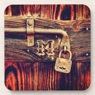 Porta-copo Madeira russa grão antigo latão preto