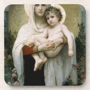 Porta-copo Madonna de Bouguereau dos rosas (1903)