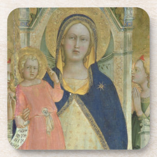 Porta-copo Madonna e a criança enthroned com santos, detalha