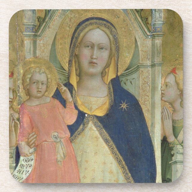 Porta-copo Madonna e a criança enthroned com santos, detalham (Frente)
