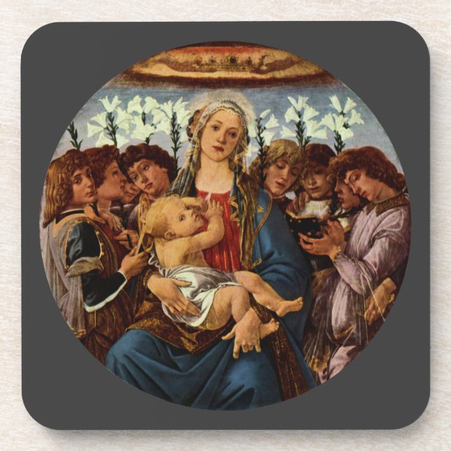 Porta-copo Madonna e Criança com Oito Anjos por Botticelli (Frente)