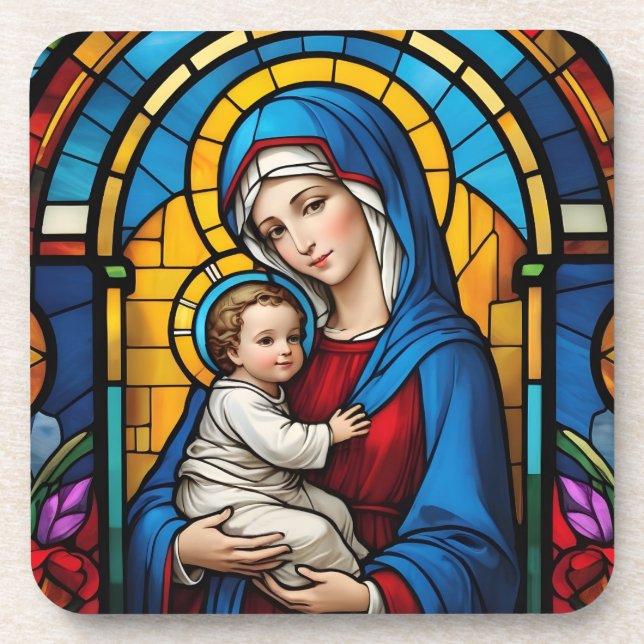 Porta-copo Mãe Abençoada Mary e Jesus Bebê - Virgem Maria (Frente)