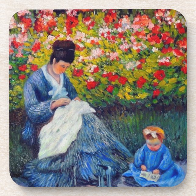 Porta-copo Mãe e Criança Monet no Jardim (Frente)