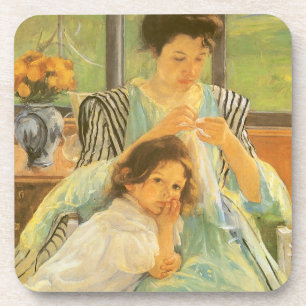 Porta-copo Mãe jovem costurando por Mary Cassatt, Arte Vintag