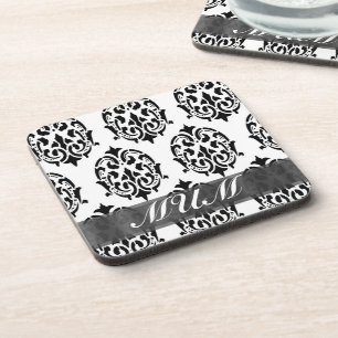 Porta-copo Mãe personalizada de damascos preto e branco
