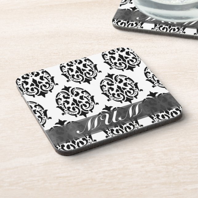 Porta-copo Mãe personalizada de damascos preto e branco (Left Side)
