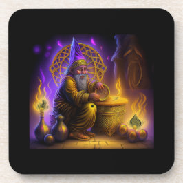Porta-copo Mago Está Sentado à Mesa Conjurando um Feitiço