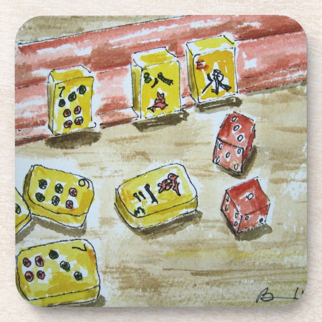 Porta-copo Mah Jongg (mahjong) 6 portas copos plásticas com (Frente)