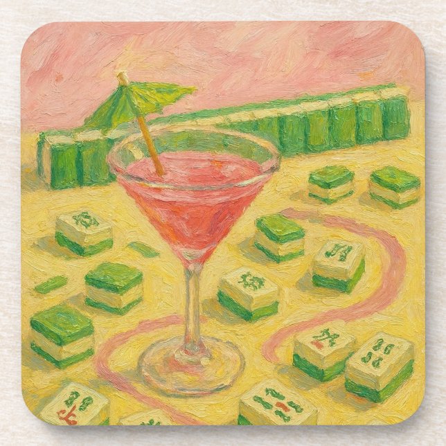 Porta-copo Mahjong Chic Pintura Coquetel  (Frente)