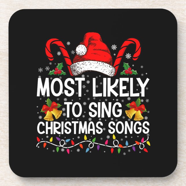 Porta-copo Mais Propenso a Cantar Músicas de Natal (Frente)