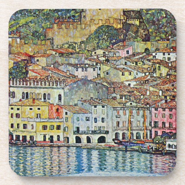 Porta-copo Malcesine no lago Garda por Gustav Klimt (Frente)