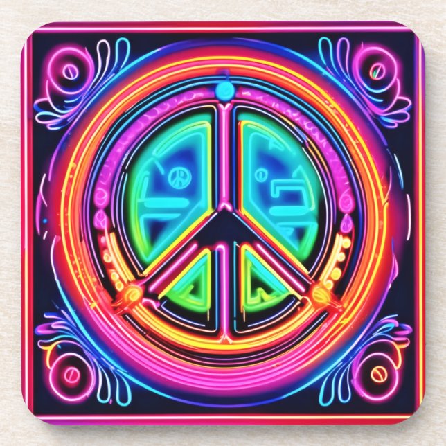 Porta-copo Mandala da Paz Neon (Frente)