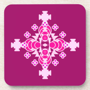 Porta-copo Mandala de quatro pontos - rosa pálido e ameixa
