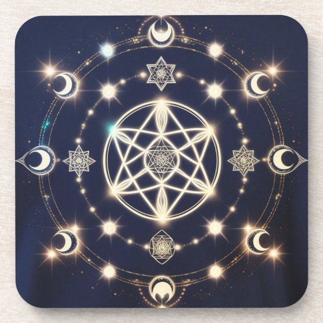 Porta-copo Mandala do Ciclo Lunar Celestial – Geometria Sagra (Frente)