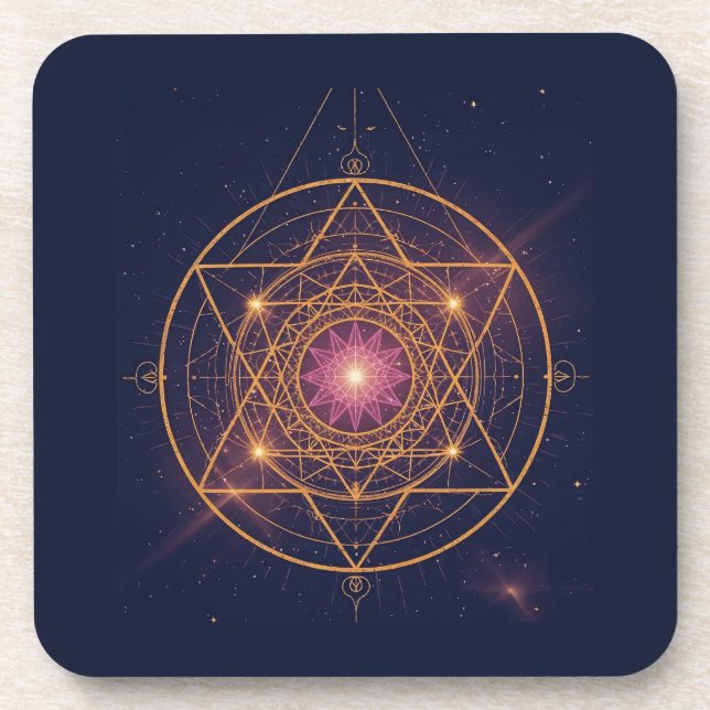 Porta-copo Mandala Luminoso de Harmonia Dourada (Frente)