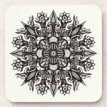 Mandala psicodélica legal, preto e branco, trippy