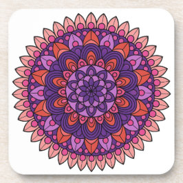 Porta-copo Mandala roxa e rosa