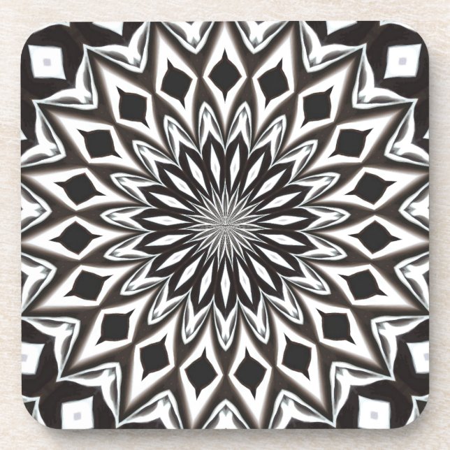 Porta-copo Mandalas Decorativas Preto e Branco (Frente)