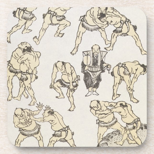 Porta-copo Manga: estudos dos gestos e posturas do wrestle (Frente)