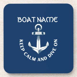 Porta-copo Mantenha a Calma e Mergulhe,Âncora Azul Marinho 
