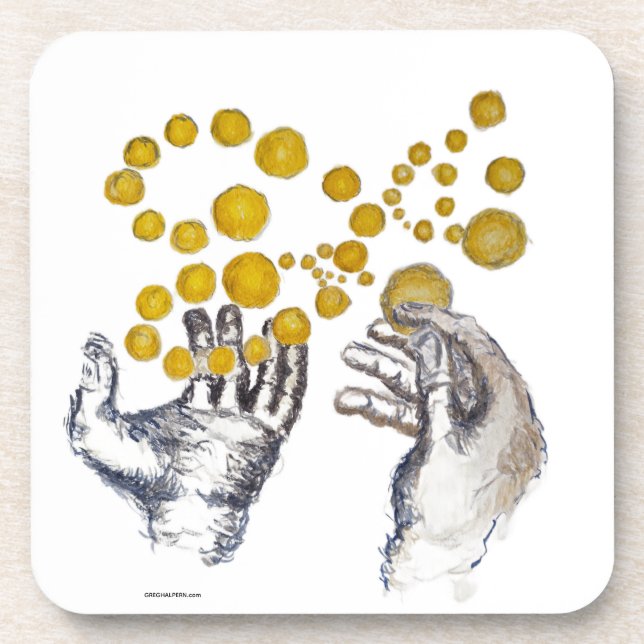 Porta-copo Mãos Estendidas com Globos Dourados (Frente)
