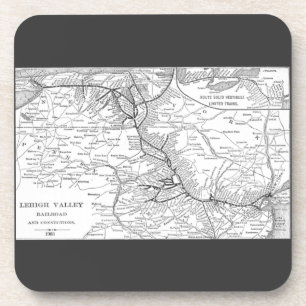 Porta-copo Mapa 1903 da estrada de ferro do vale de Lehigh