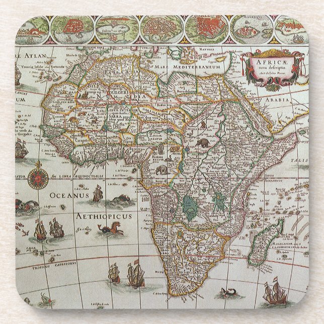 Porta-copo Mapa antigo da África, c. 1635 (Frente)