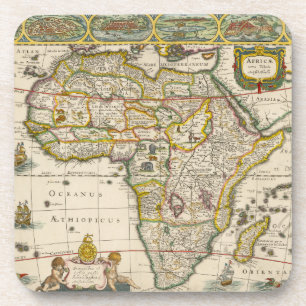 Porta-copo Mapa antigo da África por Hondius e Jansson