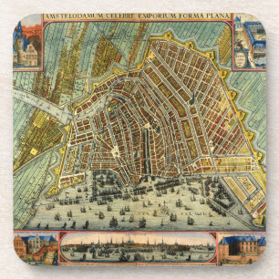 Porta-copo Mapa Antigo da Rua de Amsterdã, Holanda