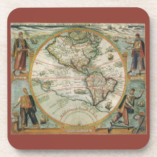 Porta-copo Mapa antigo mundial das Américas, 1597