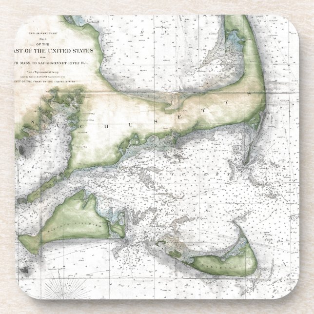 Porta-copo Mapa Cape Cod, Nantucket, Martha's Vineyard (Frente)